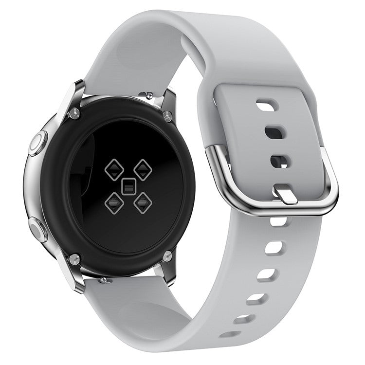 20MM Silicone Solid Color Watch Strap for Samsung Galaxy Watch4 Classic 46mm 42mm/Watch4 44mm 40mm/Polar Ignite, etc. - Grey