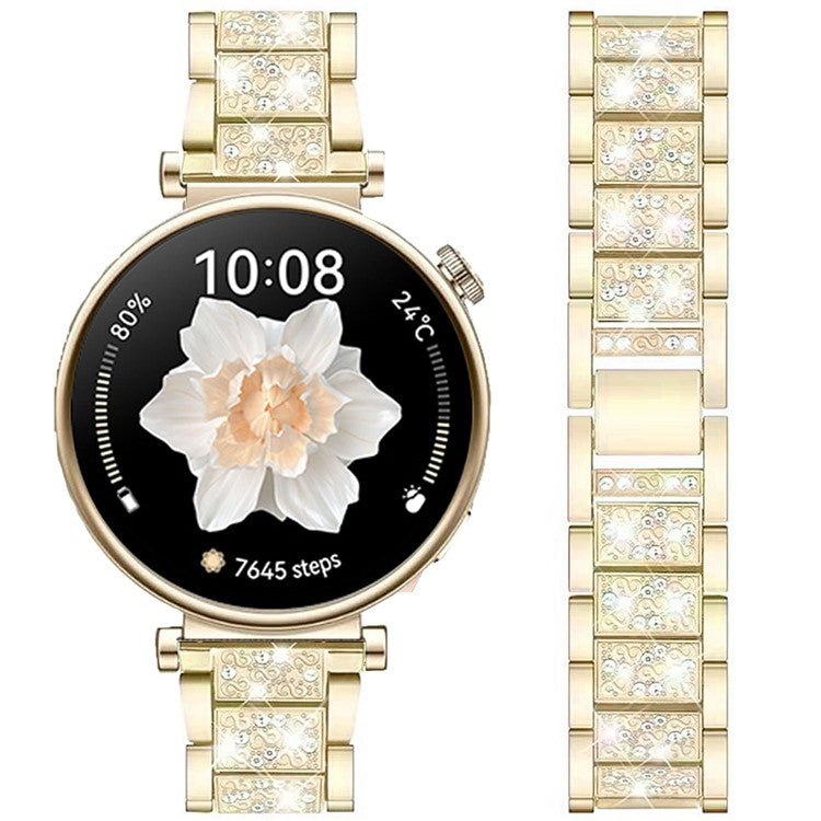 For Huawei Watch GT 5 Pro 42mm / GT 5 41mm Smartwatch Strap Rhinestone Decor Zinc Alloy Wrist Band - Gold