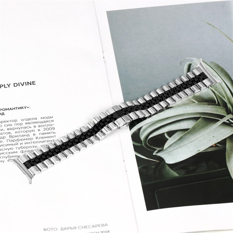 For Samsung Galaxy Watch Ultra 47mm Metal Watch Band Replacement Strap with Butterfly Clasp - Black / Silver