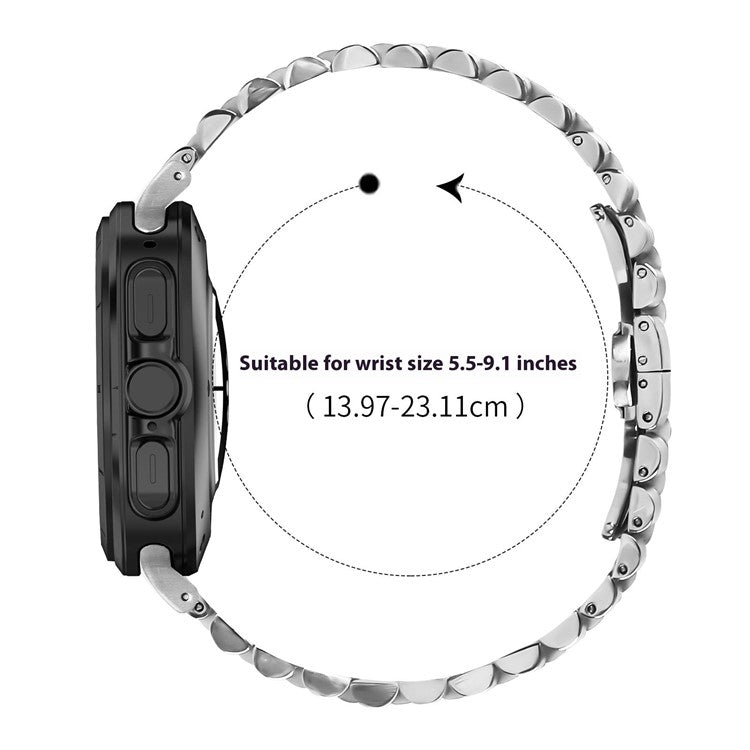 For Samsung Galaxy Watch Ultra 47mm Metal Watch Band Replacement Strap with Butterfly Clasp - Black / Silver