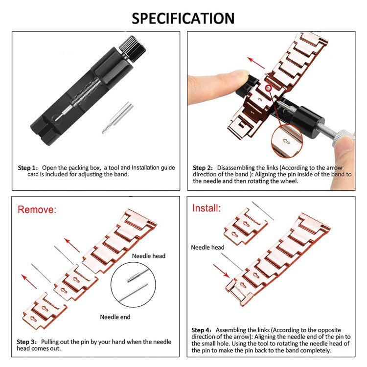 For Nokia Steel / Withings Steel HR 36mm Smartwatch Strap Rhinestone Decor Zinc Alloy Wrist Band - Rose Gold