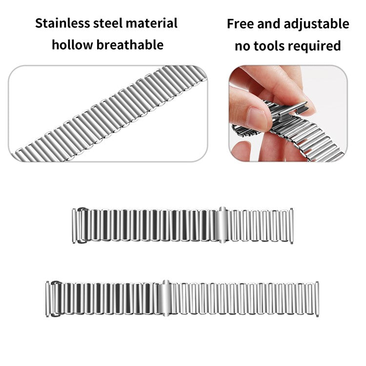 For Nokia Withings Steel HR 36mm / Steel Stainless Steel Watch Band Slingshot Buckle Loop Strap - Silver