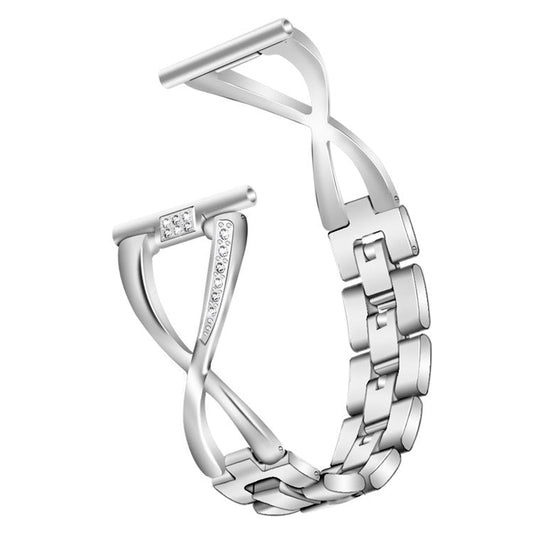For Nokia Withings Steel HR 36mm / Steel Watch Strap Large X Design Rhinestone Decor Zinc Alloy Band - Silver
