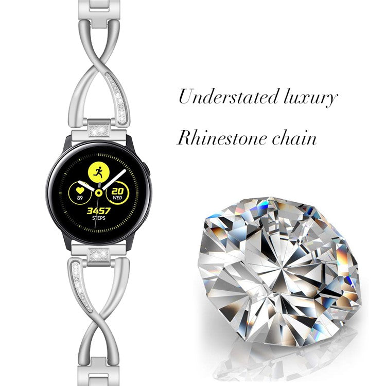 For Nokia Withings Steel HR 36mm / Steel Watch Strap Large X Design Rhinestone Decor Zinc Alloy Band - Silver