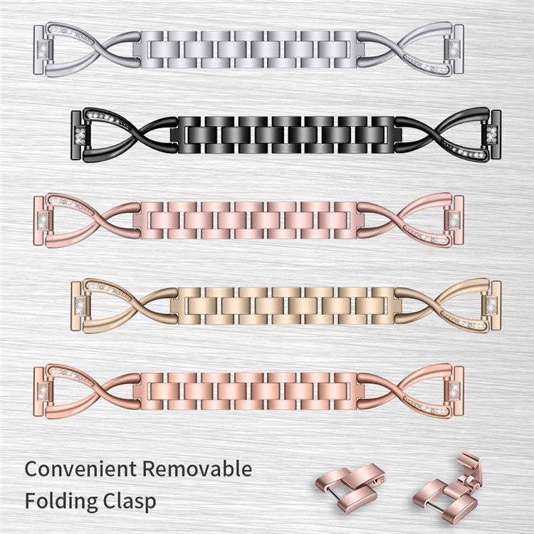 For Nokia Withings Steel HR 36mm / Steel Watch Strap Large X Design Rhinestone Decor Zinc Alloy Band - Silver