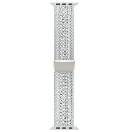 Magnetic Strap for Apple Watch Series 10 9 8 7 SE 6 5 4 3 2 1 42mm 41mm 40mm 38mm Nylon Watch Band - White  /  Starlight