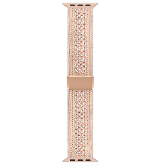 Magnetic Strap for Apple Watch Series 10 Ultra 9 8 7 SE 6 5 4 3 2 1 46mm 49mm 45mm 44mm 42mm Nylon Watch Band - Pink / Rose Gold