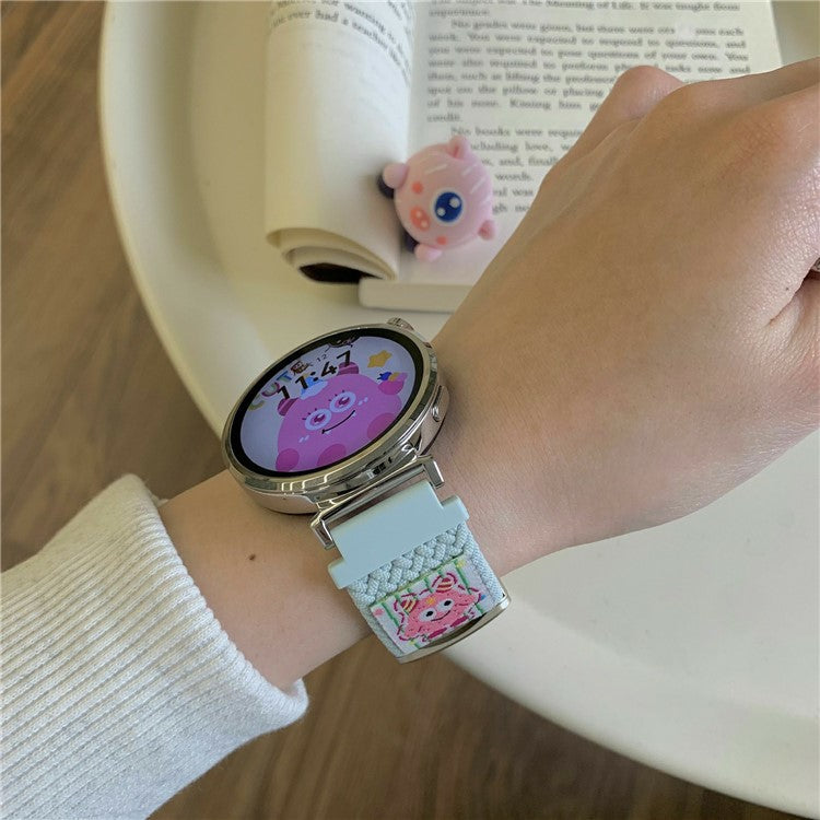 20mm Nylon Strap for Samsung Galaxy Watch6 Classic / 6 / 5 Pro Little Monsters Decor Braided Watch Band - Mint Green