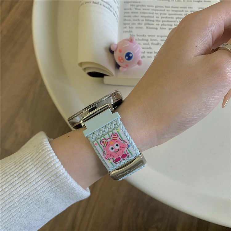 20mm Nylon Strap for Samsung Galaxy Watch6 Classic / 6 / 5 Pro Little Monsters Decor Braided Watch Band - Mint Green