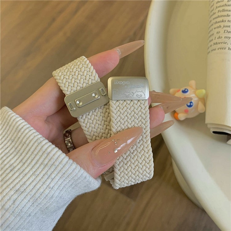 20mm Nylon Strap for Samsung Galaxy Watch6 Classic / 6 / 5 Pro Little Monsters Decor Braided Watch Band - Starlight