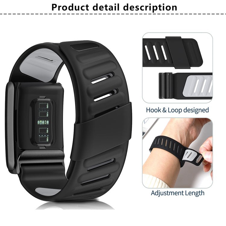 KALEBOL For WHOOP 4.0 Watch Strap Adjustable Breathable Silicone Wrist Band - Black  /  Light Grey