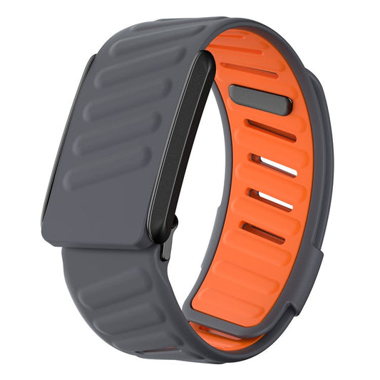 KALEBOL For WHOOP 4.0 Watch Strap Adjustable Breathable Silicone Wrist Band - Dark Grey  /  Orange