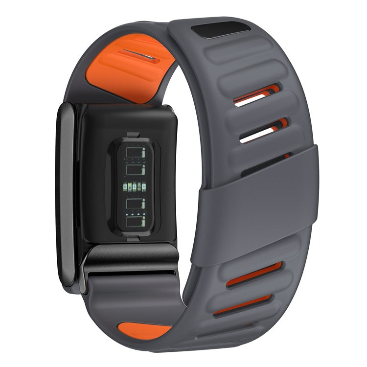 KALEBOL For WHOOP 4.0 Watch Strap Adjustable Breathable Silicone Wrist Band - Dark Grey  /  Orange