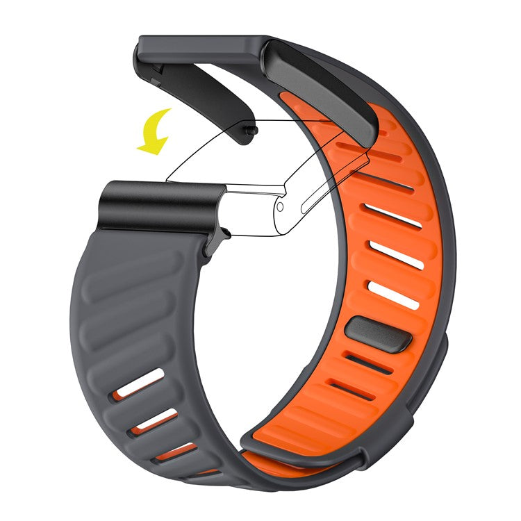KALEBOL For WHOOP 4.0 Watch Strap Adjustable Breathable Silicone Wrist Band - Dark Grey  /  Orange