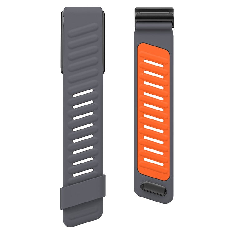 KALEBOL For WHOOP 4.0 Watch Strap Adjustable Breathable Silicone Wrist Band - Dark Grey  /  Orange