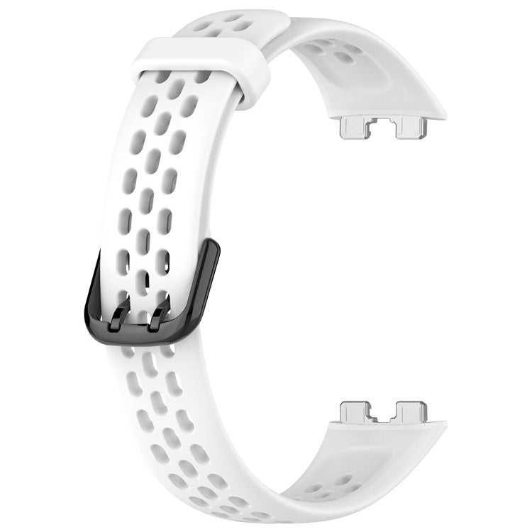 KALEBOL Watch Strap For Huawei Band 10  /  9  /  8 Perforated U-Buckle Silicone Breathable Wrist Band - White