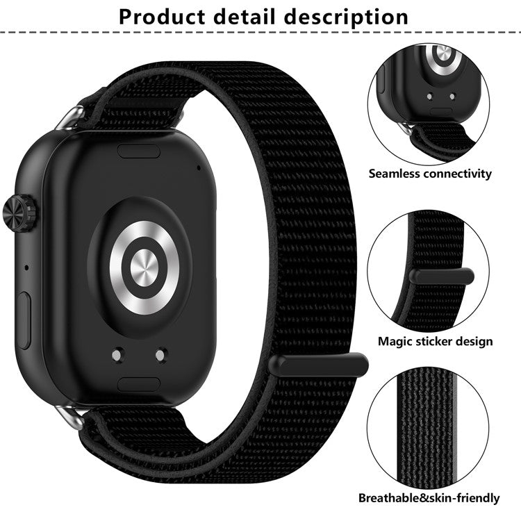 KALEBOL For Honor Choice ROSSINI 2i Watch Strap Magic Tape Nylon Replacement Wrist Band - Black
