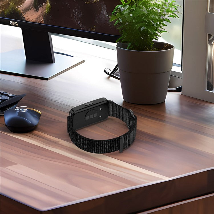 KALEBOL Watch Strap For Huawei Band 10  /  9  /  8 Adjustable Nylon Breathable Wrist Band - Blue  /  Grey