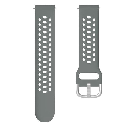 KALEBOL 20mm Strap for Samsung Galaxy Watch6 Classic 43mm 47mm / Watch6 40mm 44mm Multiple Holes Silicone Watch Band - Dark Grey