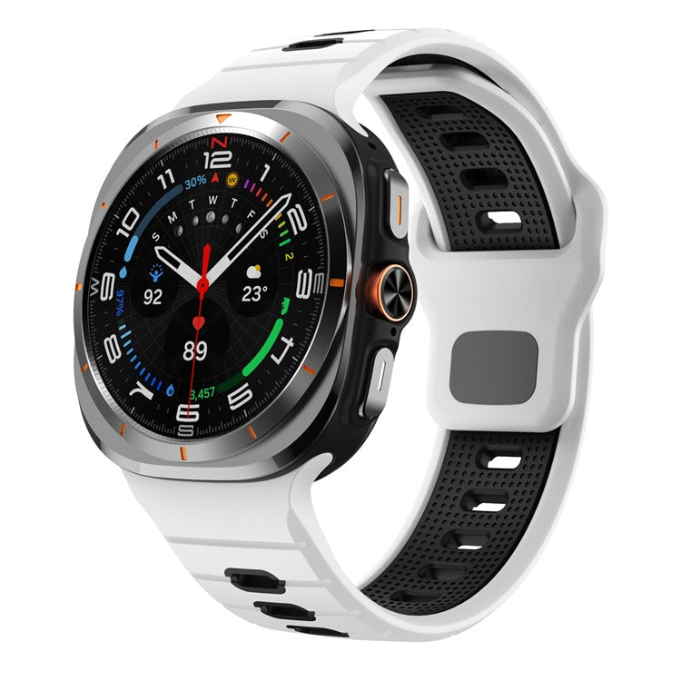KALEBOL For Samsung Galaxy Watch Ultra 47mm Silicone Watch Band Reverse Buckle Wrist Strap - White+Black