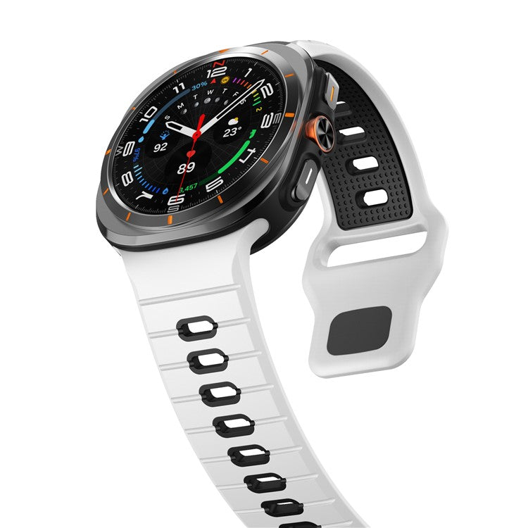KALEBOL For Samsung Galaxy Watch Ultra 47mm Silicone Watch Band Reverse Buckle Wrist Strap - White+Black