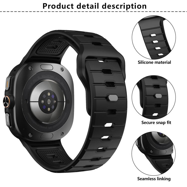 KALEBOL For Samsung Galaxy Watch Ultra 47mm Silicone Watch Band Reverse Buckle Wrist Strap - Black+White