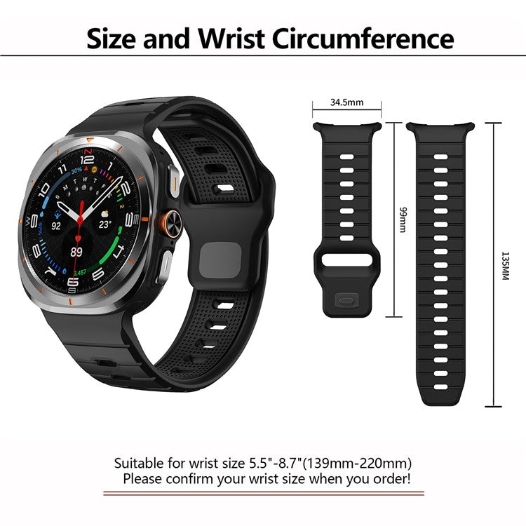 KALEBOL For Samsung Galaxy Watch Ultra 47mm Silicone Watch Band Reverse Buckle Wrist Strap - Black+White