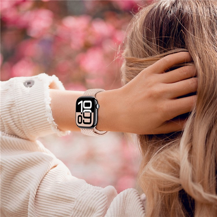 Watch Band For Apple Watch Series 10 Ultra 9 8 7 SE 6 5 4 3 2 1 46mm 49mm 45mm 44mm 42mm , Magnetic Clasp Nylon Adjustable Strap - Pink