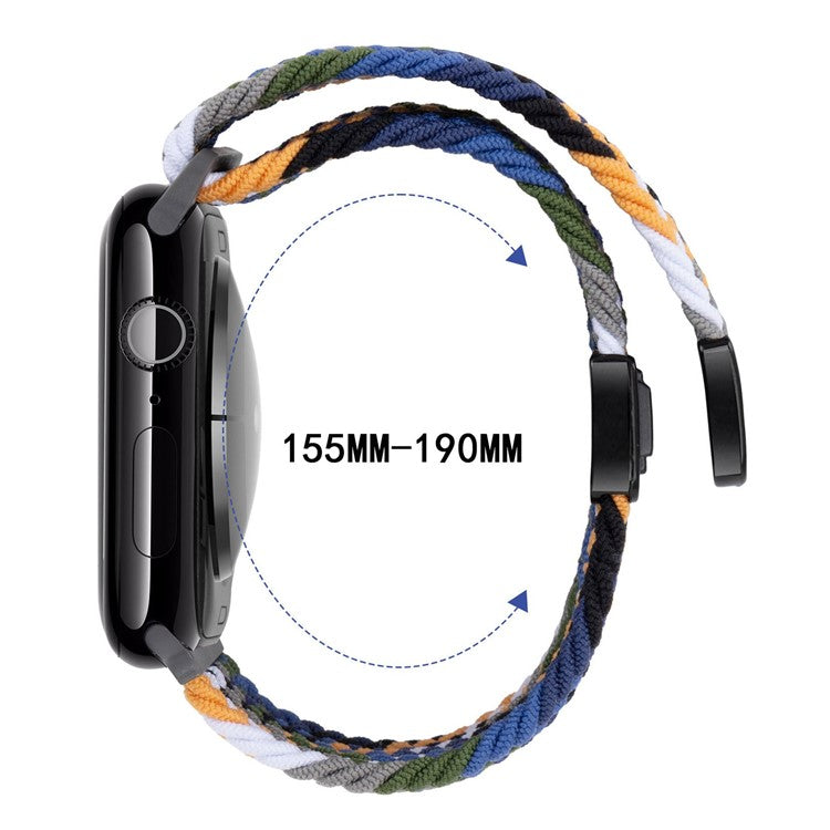 Watch Band For Apple Watch Series 10 Ultra 9 8 7 SE 6 5 4 3 2 1 46mm 49mm 45mm 44mm 42mm , Magnetic Clasp Nylon Adjustable Strap - Black