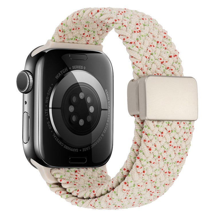 Watch Band For Apple Watch Series 10 Ultra 9 8 7 SE 6 5 4 3 2 1 46mm 49mm 45mm 44mm 42mm , Magnetic Clasp Nylon Adjustable Strap - Colorful Starlight