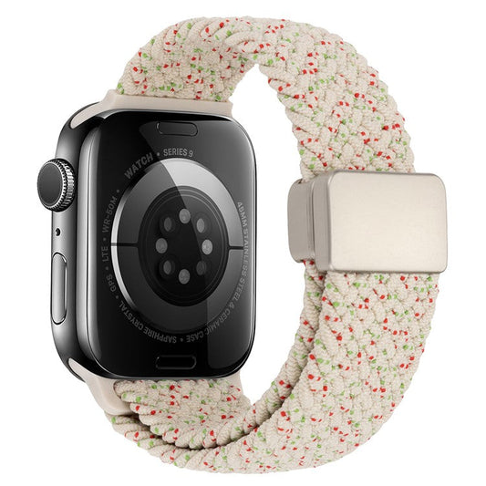 Watch Band For Apple Watch Series 10 Ultra 9 8 7 SE 6 5 4 3 2 1 46mm 49mm 45mm 44mm 42mm , Magnetic Clasp Nylon Adjustable Strap - Colorful Starlight