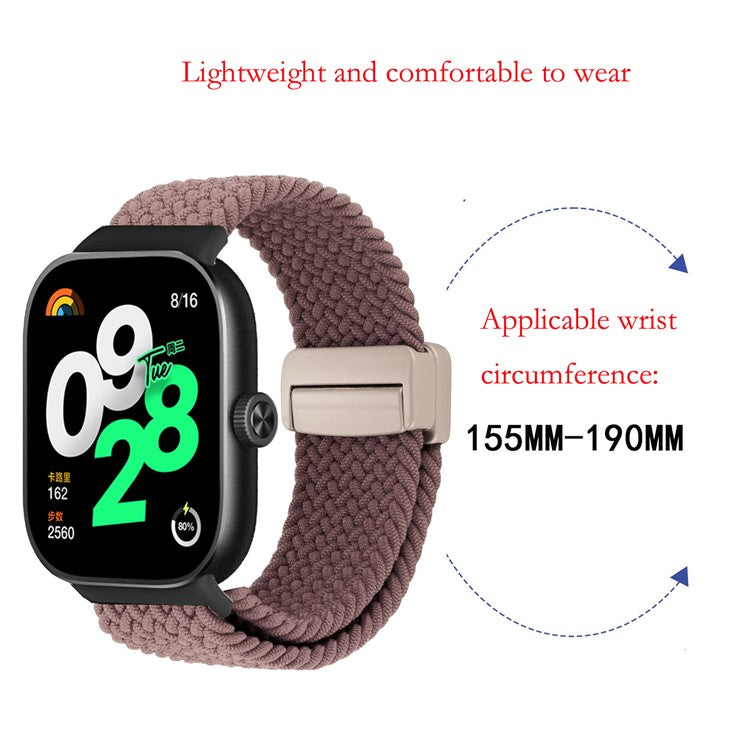 Watch Band For Xiaomi Redmi Watch 5 / 4 / Smart Band 9 Pro / 8 Pro , Magnetic Clasp Nylon Loop Adjustable Strap - Red + Black