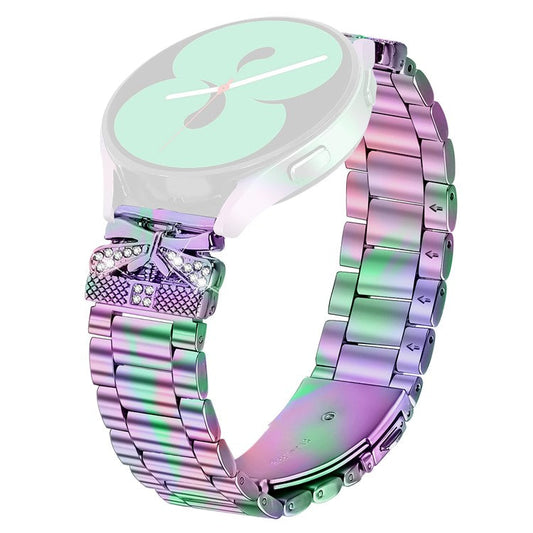 Replacement Strap for Samsung Galaxy Watch Active Butterfly Rhinestones Decor Metal Watch Band - Colorful