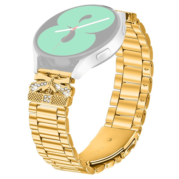 Replacement Strap for Garmin Approach S40  /  Forerunner 158 Butterfly Rhinestones Decor Metal Watch Band - Gold