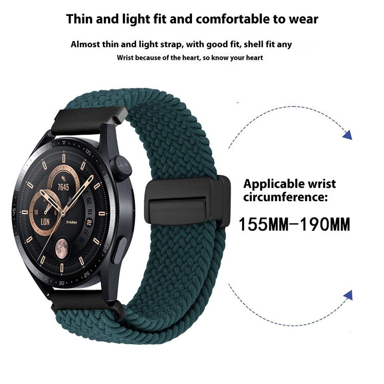 20mm Universal Wrist Strap Magnetic Buckle Nylon Braided Smart Watch Band - Starlight