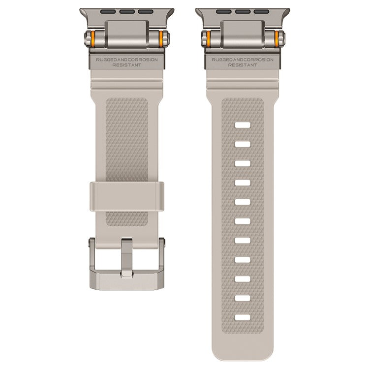 Watch Strap for Apple Watch Series 10 Ultra 9 8 7 SE 6 5 4 3 2 1 46mm 49mm 45mm 44mm 42mm Silicone Band with Titanium Color Connector - Starlight