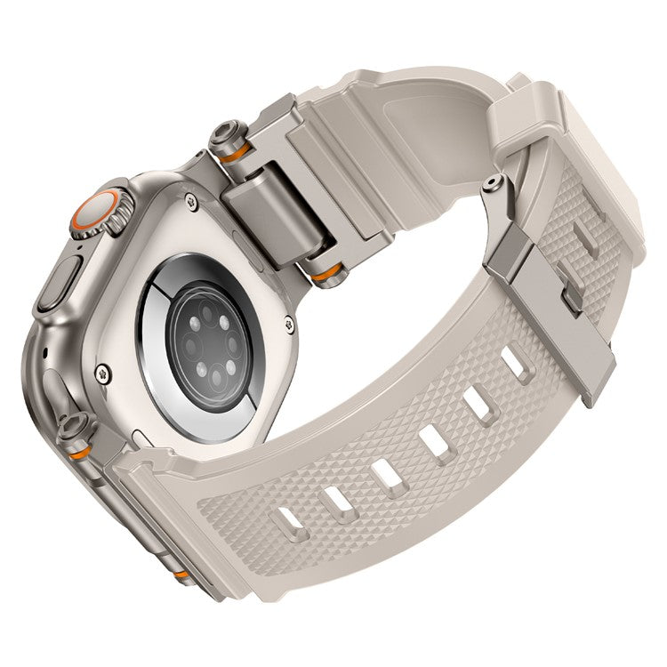 Watch Strap for Apple Watch Series 10 Ultra 9 8 7 SE 6 5 4 3 2 1 46mm 49mm 45mm 44mm 42mm Silicone Band with Titanium Color Connector - Starlight