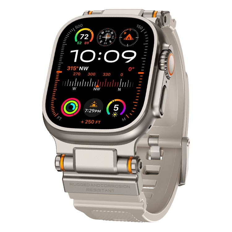 Watch Strap for Apple Watch Series 10 Ultra 9 8 7 SE 6 5 4 3 2 1 46mm 49mm 45mm 44mm 42mm Silicone Band with Titanium Color Connector - Starlight