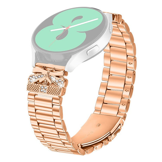 Replacement Strap for Huawei Watch GT 2 42mm Butterfly Rhinestones Decor Metal Watch Band - Rose Gold