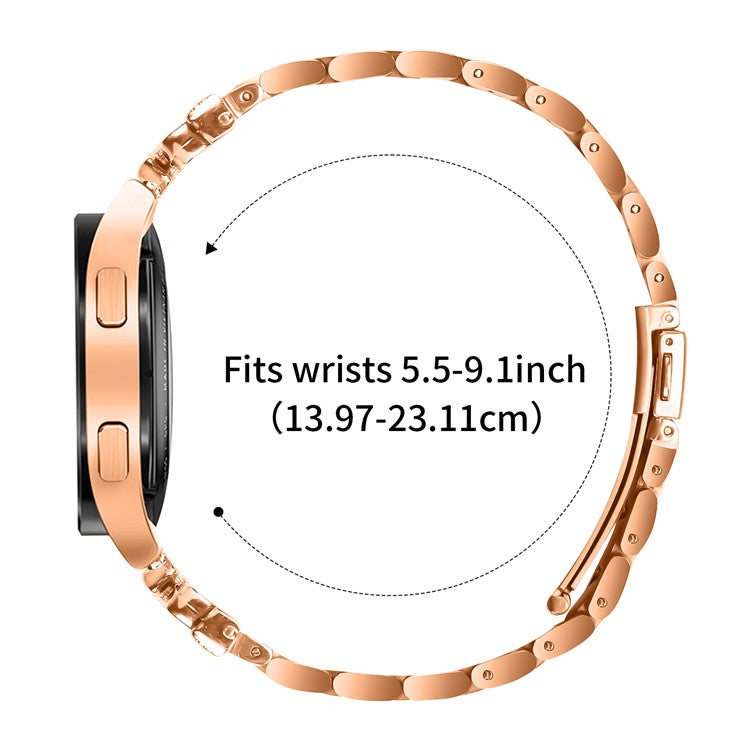 Replacement Strap for Huawei Watch GT 2 42mm Butterfly Rhinestones Decor Metal Watch Band - Rose Gold