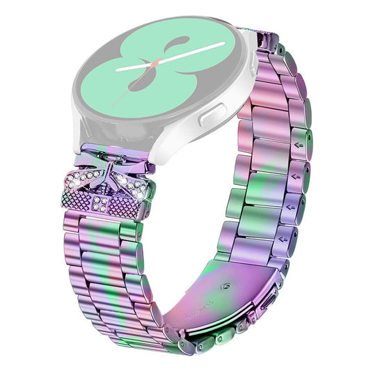 Replacement Strap for Huawei Watch GT 2 42mm Butterfly Rhinestones Decor Metal Watch Band - Colorful