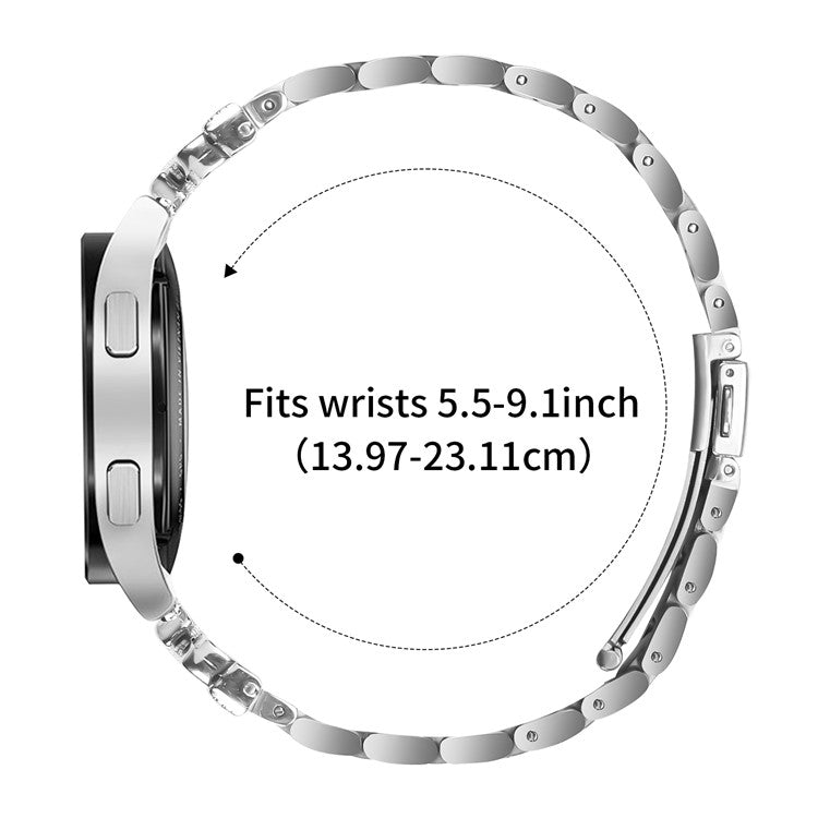 For TicWatch 2 Replacement Strap Butterfly Rhinestones Decor Silver Stainless Steel Watch Band