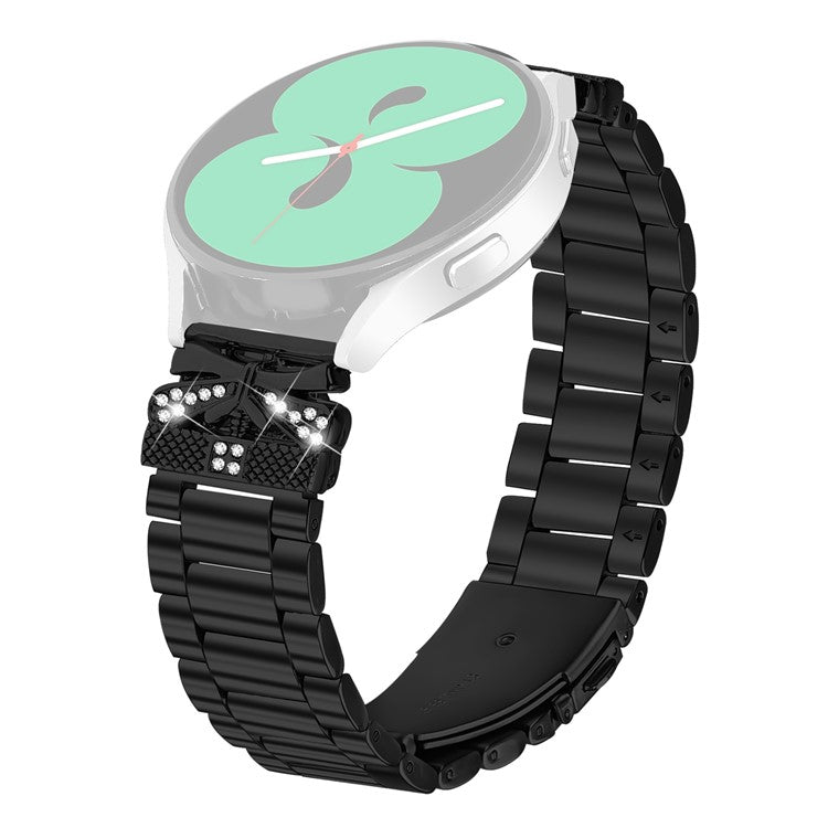 Replacement Strap for TicWatch E  /  TicWatch E3 Butterfly Rhinestones Decor Metal Watch Band - Black