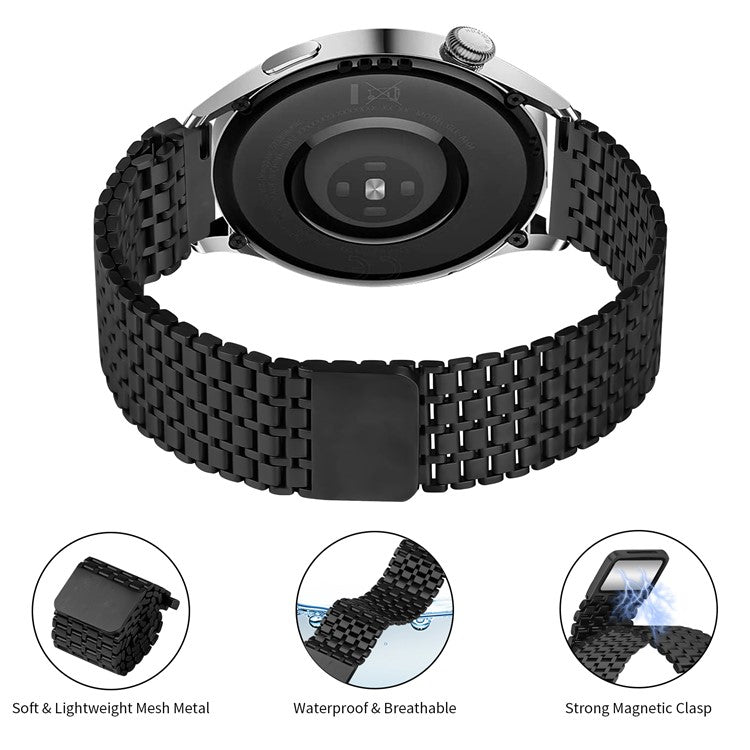 For Huawei Watch GT 3 Pro 46mm Bands Stainless Steel Magnetic Clasp Watchband Wrist Strap - Black