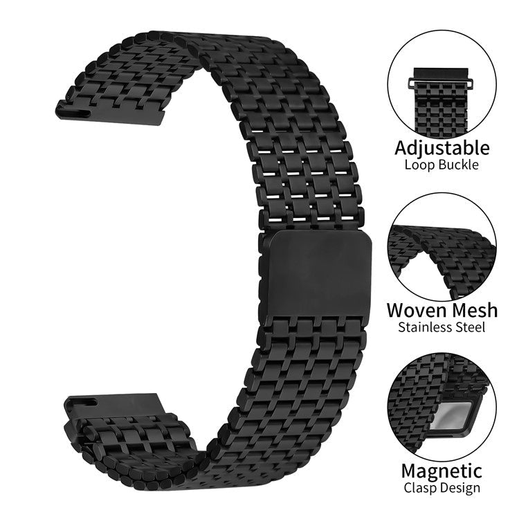 For Huawei Watch GT 3 Pro 46mm Bands Stainless Steel Magnetic Clasp Watchband Wrist Strap - Black