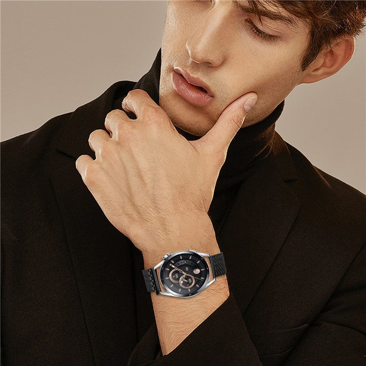 For Huawei Watch GT 3 Pro 46mm Bands Stainless Steel Magnetic Clasp Watchband Wrist Strap - Black