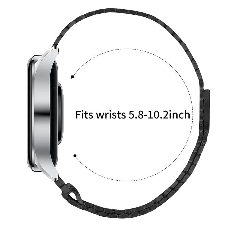 For Huawei Watch GT 3 Pro 46mm Bands Stainless Steel Magnetic Clasp Watchband Wrist Strap - Black