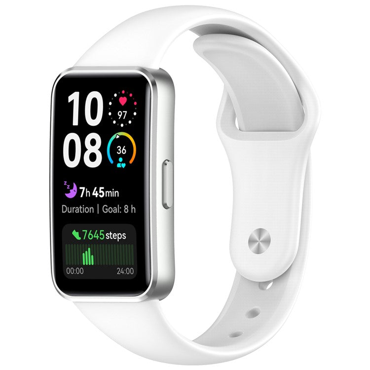 For Huawei Band 10 / 10 NFC / 9 / 9 NFC / 8 / 8 NFC Silicone Wristband Replacement Strap Sports Fitness Tracker Band - White
