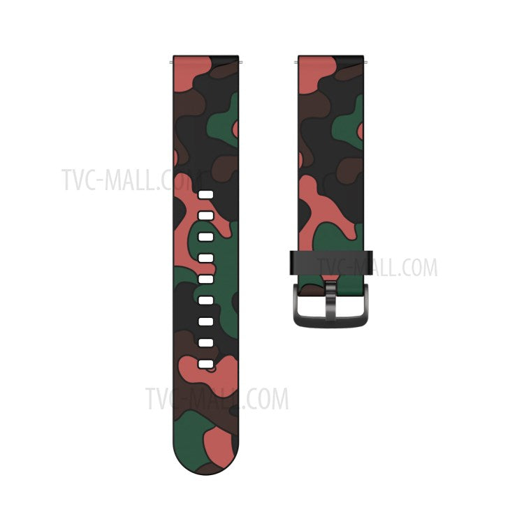 20MM Stylish Camouflage Pattern Flexible Silicone Watch Strap for Samsung Galaxy Watch4 Classic 46mm 42mm/Watch4 44mm 40mm/Polar Ignite - Red