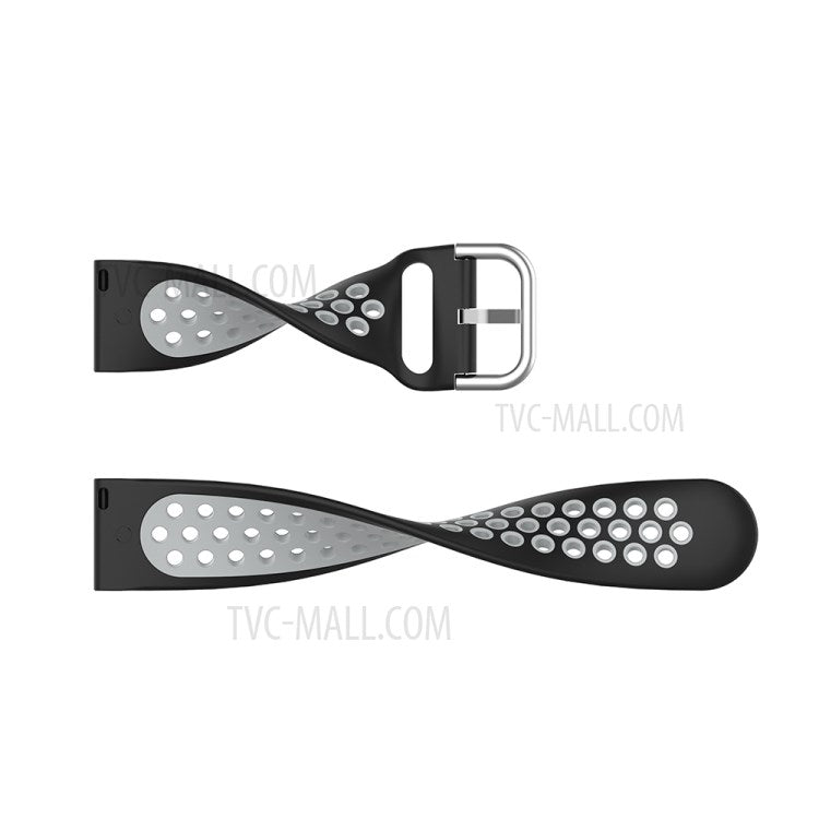 Dual Color Sport Silicone Watch Band Replacement Wrist Strap 22mm for Yamay SW022/Xiaomi Imilab KW66 - Black/Pink